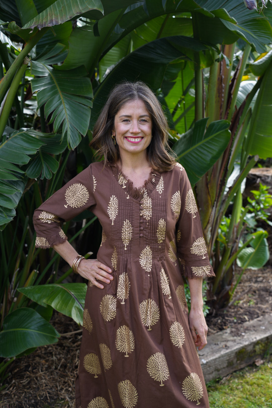 SIENNA DRESS | BROWN GOLD