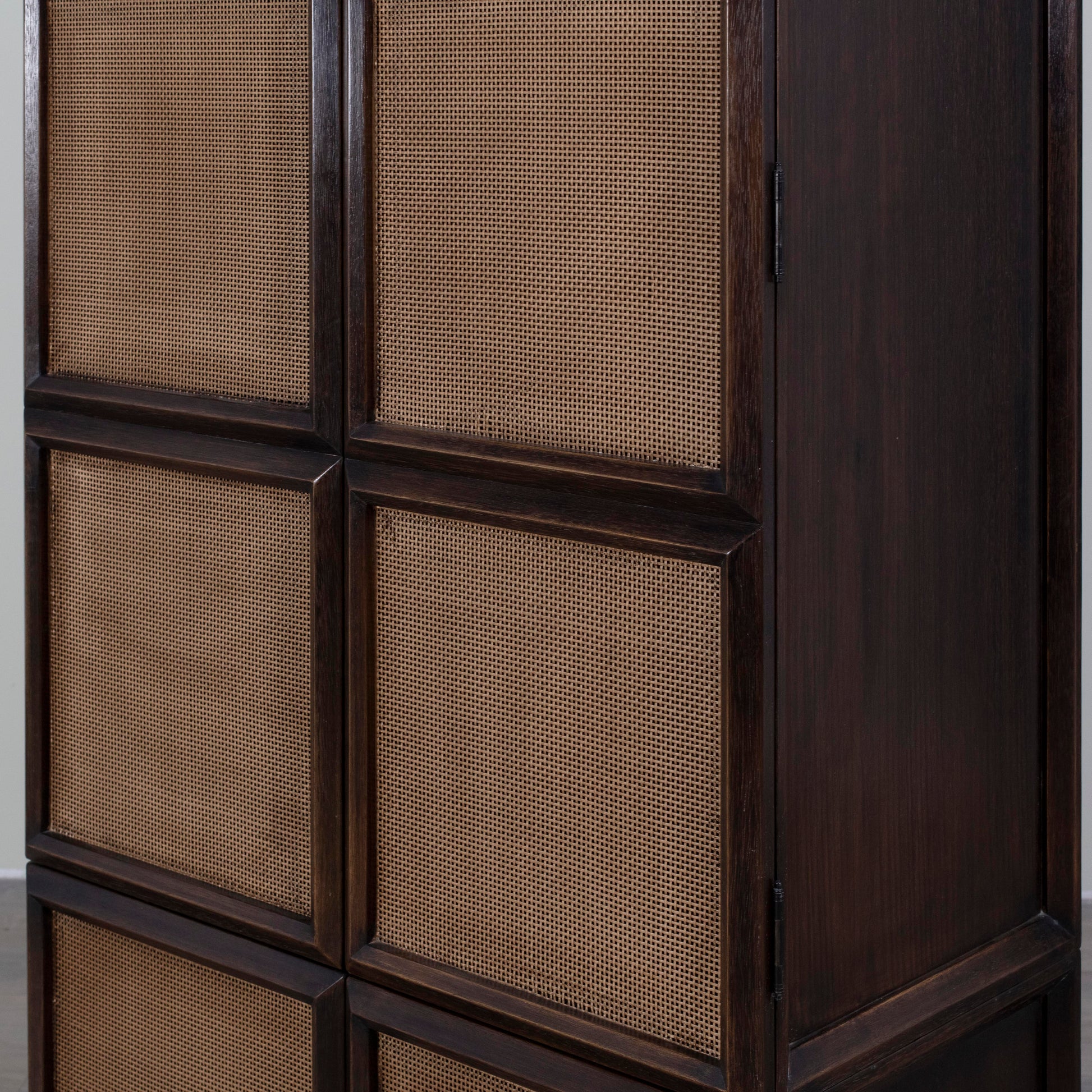 Close Up - Two-Door Oak Rattan Cabinet/Wardrobe | Annabelle's NZ