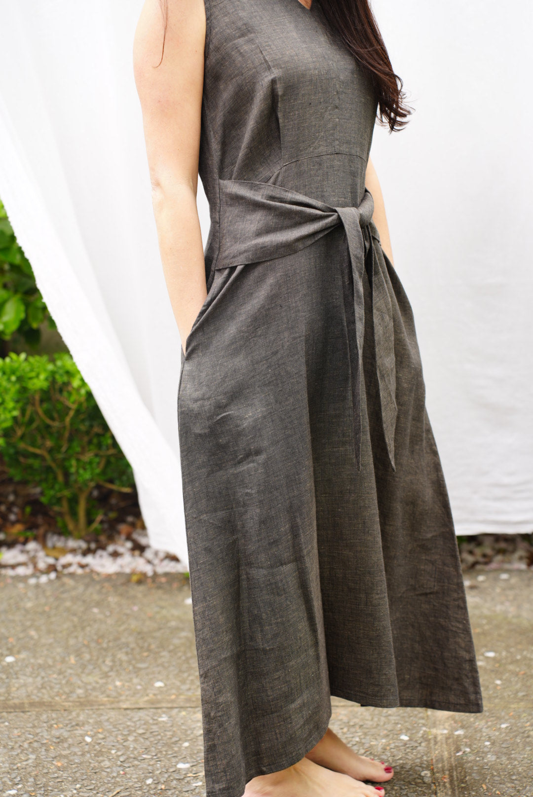 LILY LINEN DRESS | CHARCOAL
