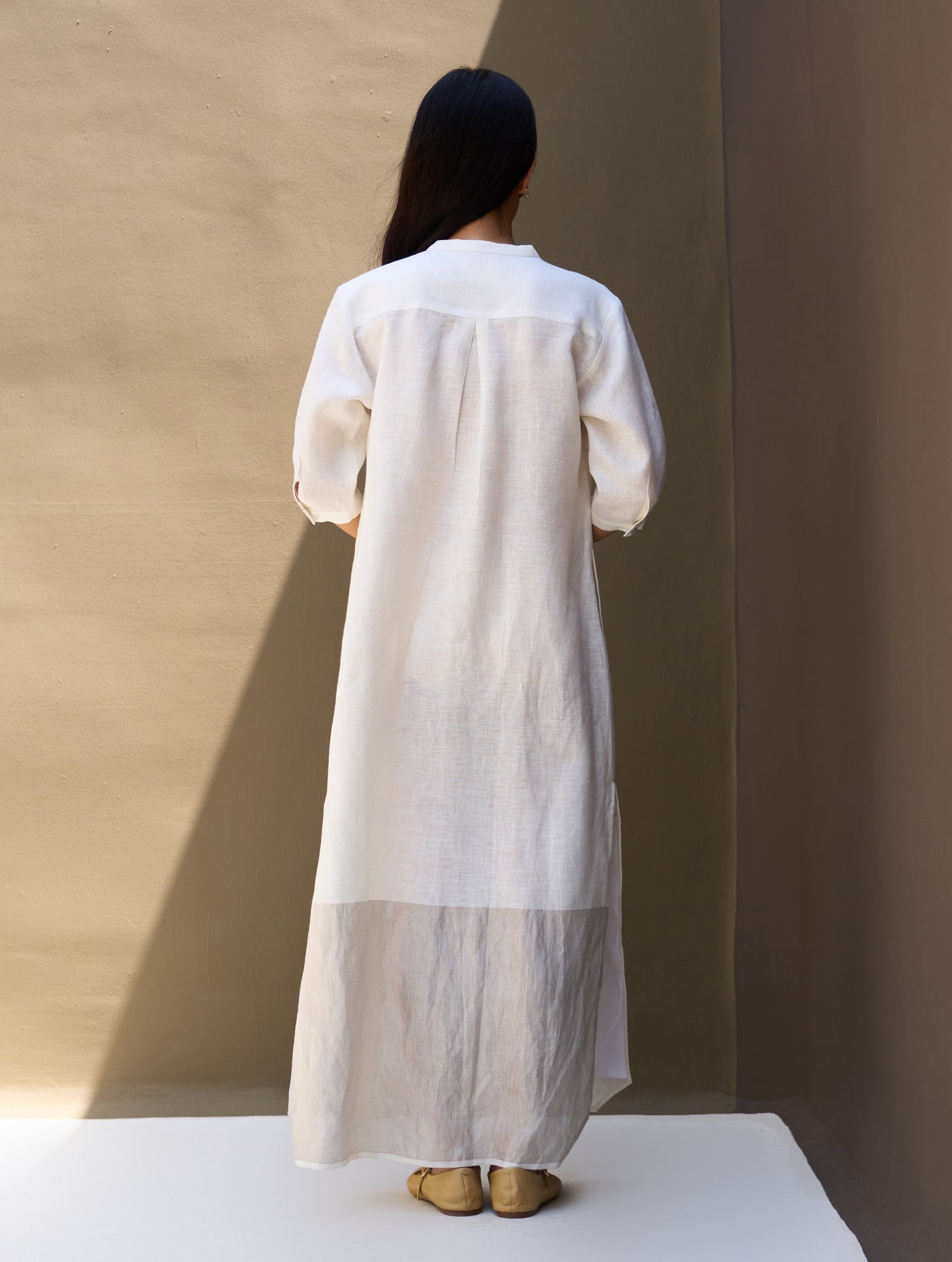 FAIZA METALLIC LINEN DRESS