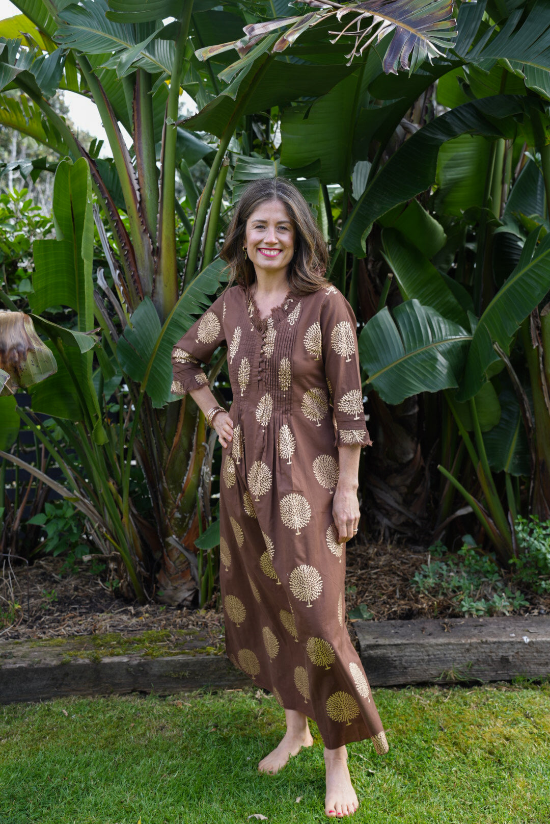 SIENNA DRESS | BROWN GOLD