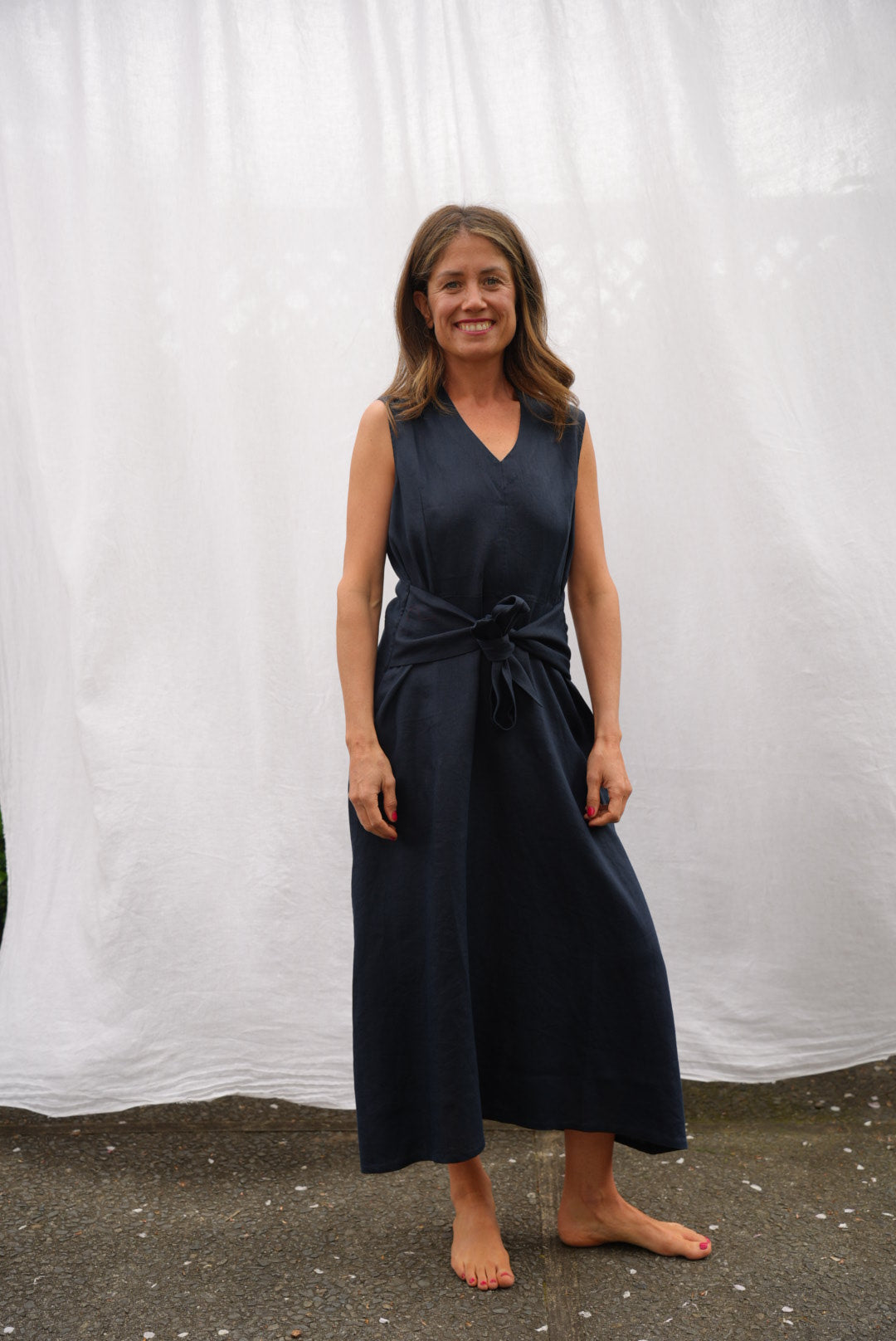 LILY LINEN DRESS | NAVY