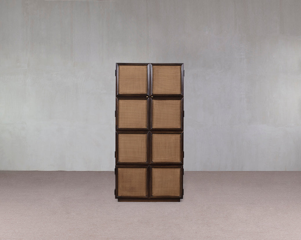 Two-Door Oak Rattan Cabinet/Wardrobe | Annabelle's NZ