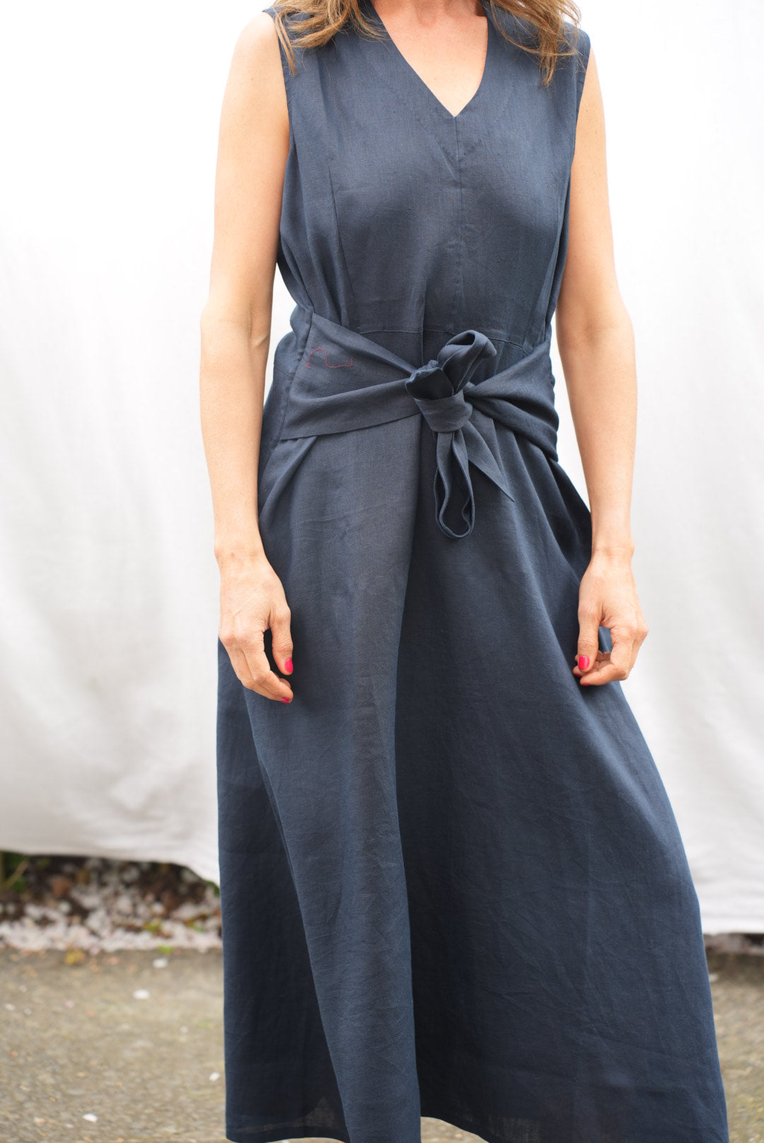 LILY LINEN DRESS | NAVY