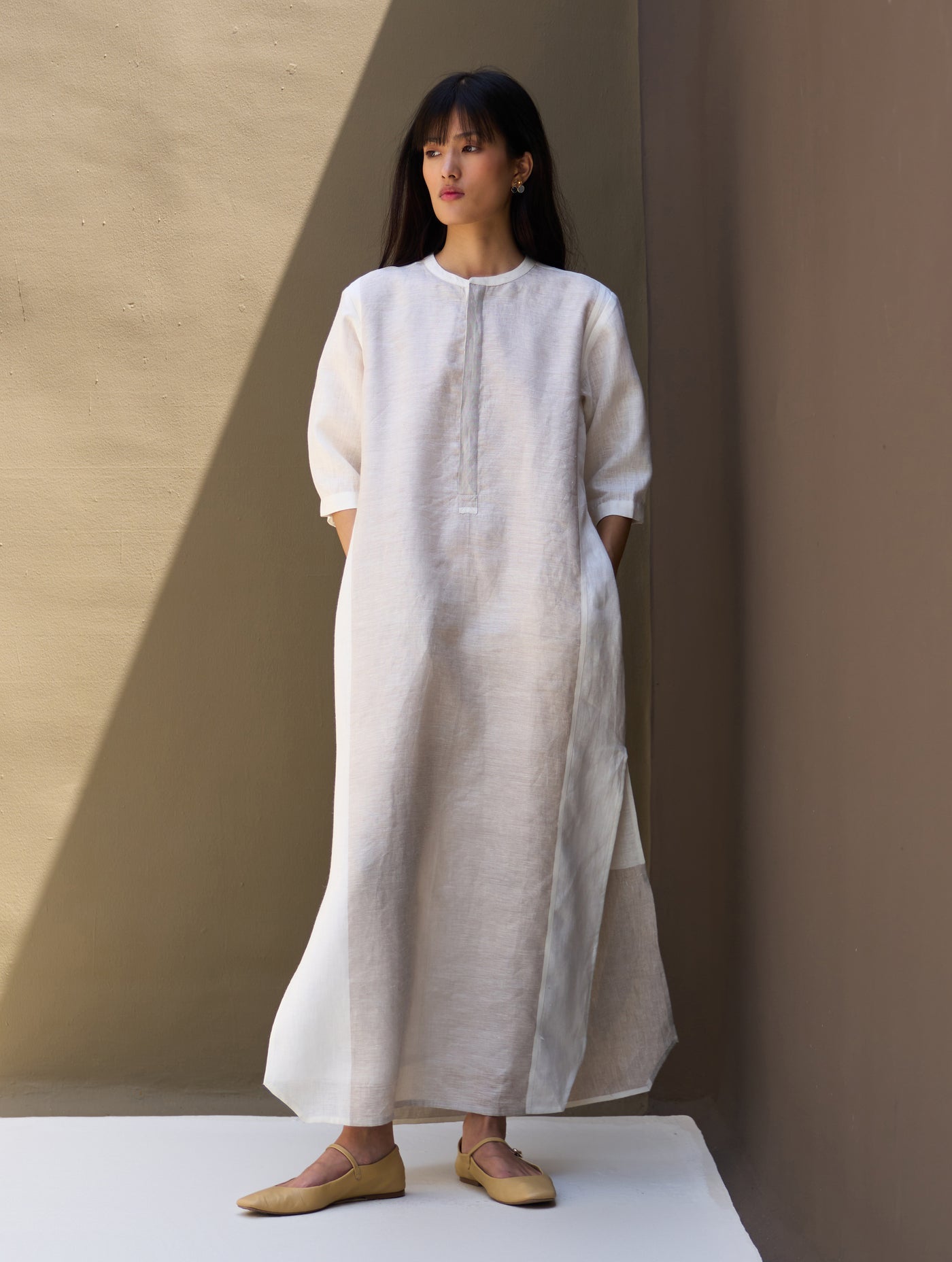 FAIZA METALLIC LINEN DRESS