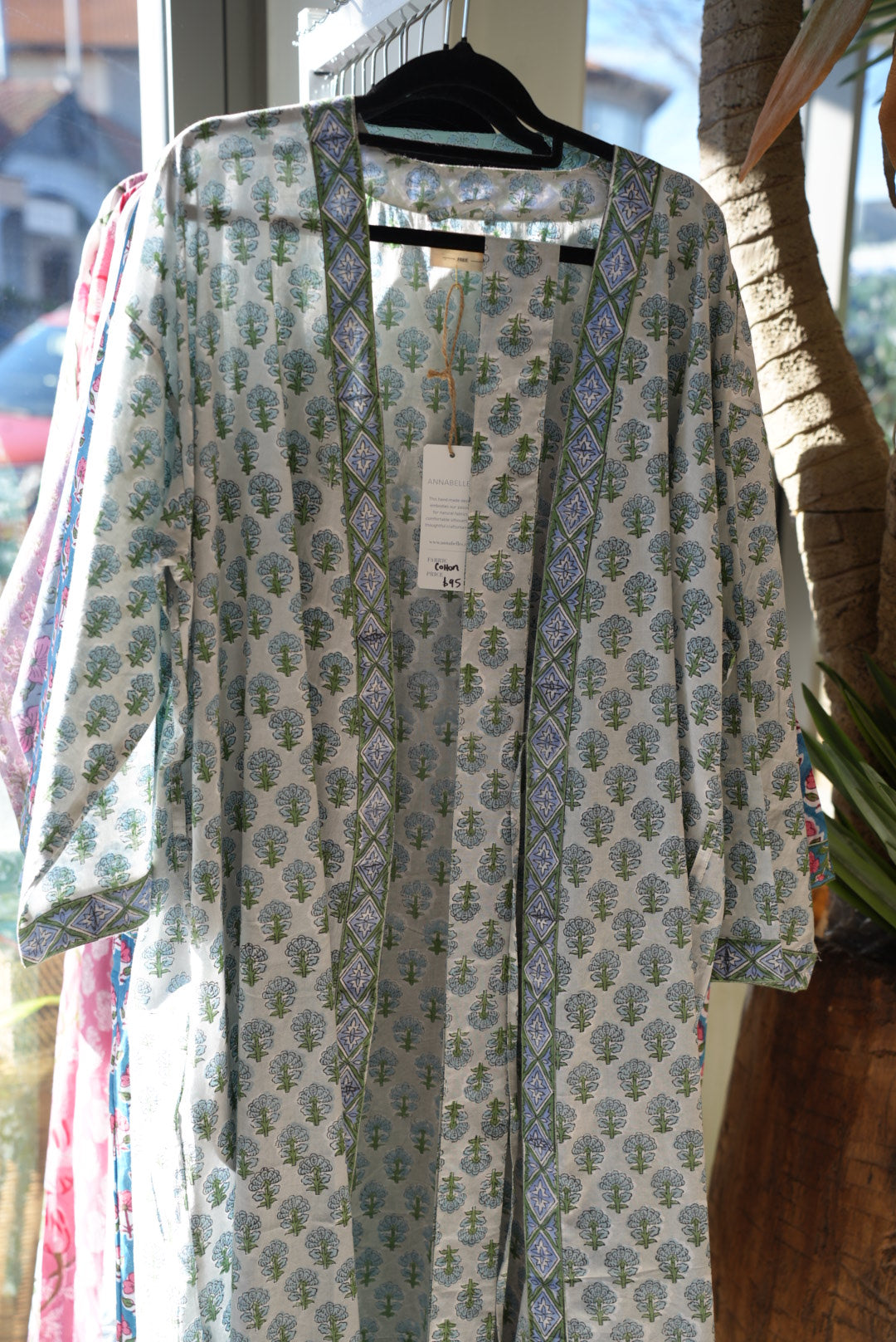 COTTON BLOCK PRINT KIMONO | DOVE GREY