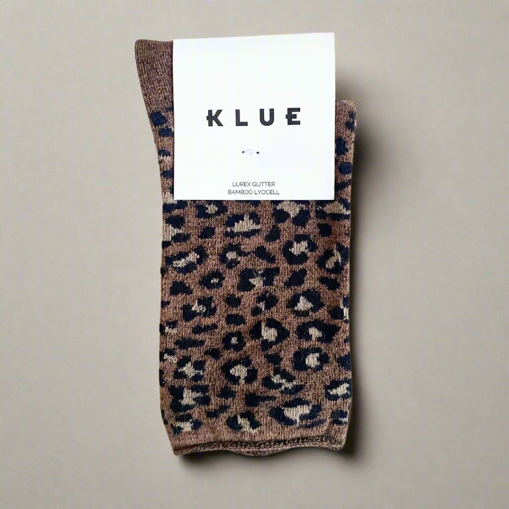 KLUE Lurex Socks | Leopard Brown