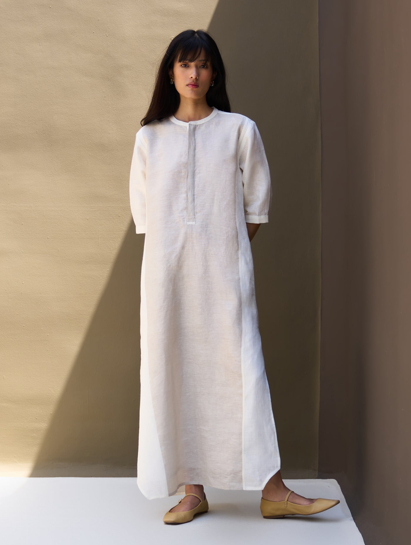 FAIZA METALLIC LINEN DRESS