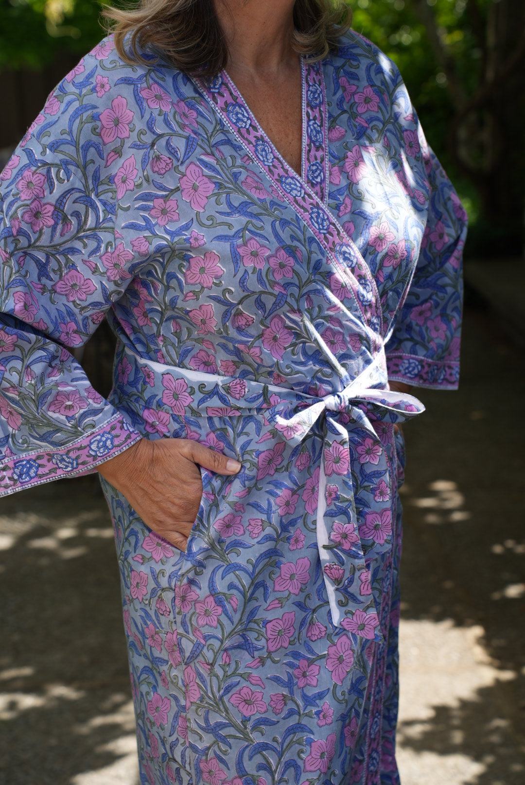 COTTON BLOCK PRINT KIMONO | TWILIGHT BLOOM