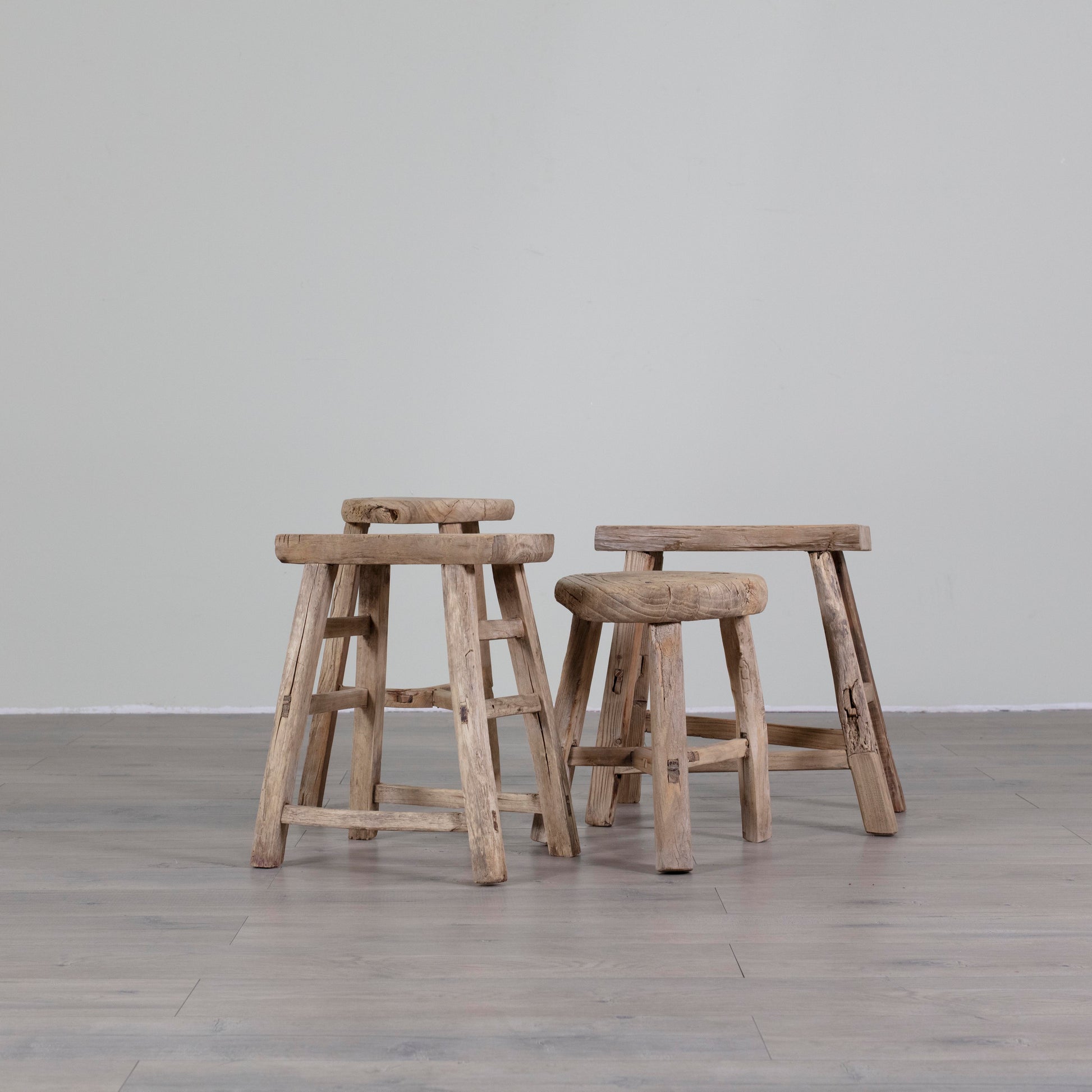 Stack of Elm Stools - Round | Annabelle's Design Store NZ
