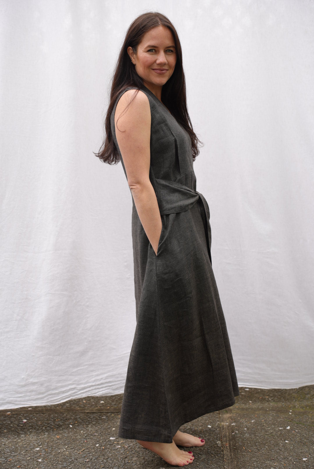 LILY LINEN DRESS | CHARCOAL