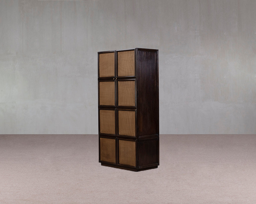 Two-Door Oak Rattan Cabinet/Wardrobe | Annabelle's NZ