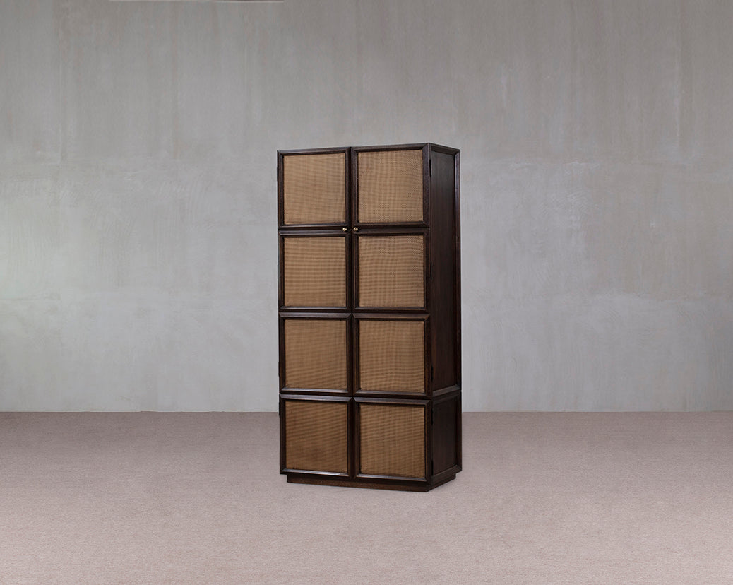 Two-Door Oak Rattan Cabinet/Wardrobe | Annabelle's NZ