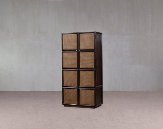 Two-Door Oak Rattan Cabinet/Wardrobe | Annabelle's NZ