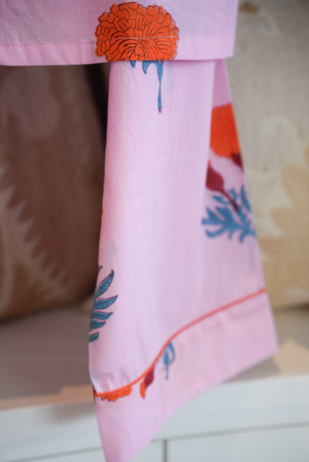 COTTON BLOCK PRINT PJS | LONG | PINK POPPY