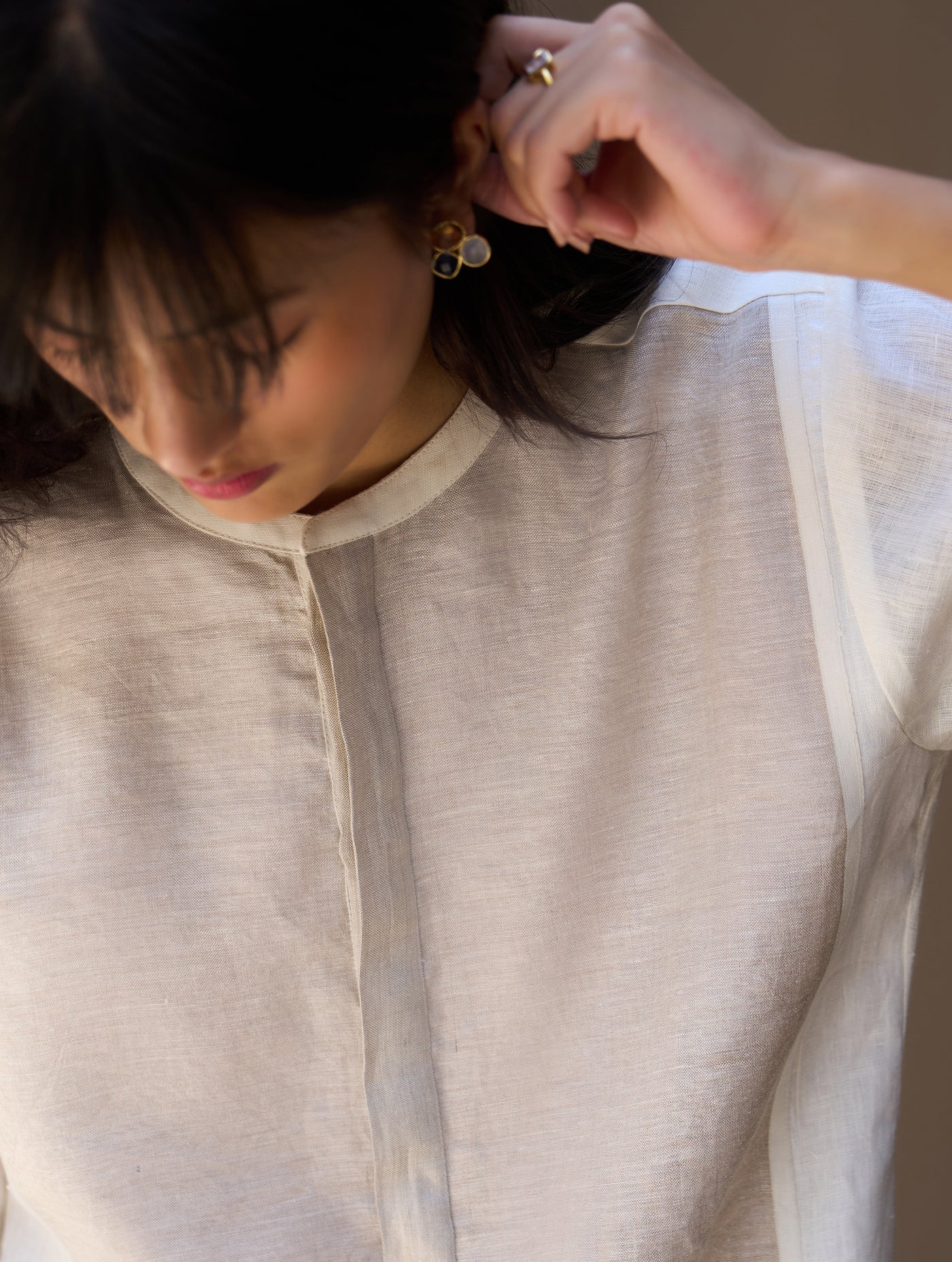 FAIZA METALLIC LINEN DRESS