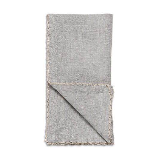 PATINA SCALLOPED NAPKIN SET/4 FOG