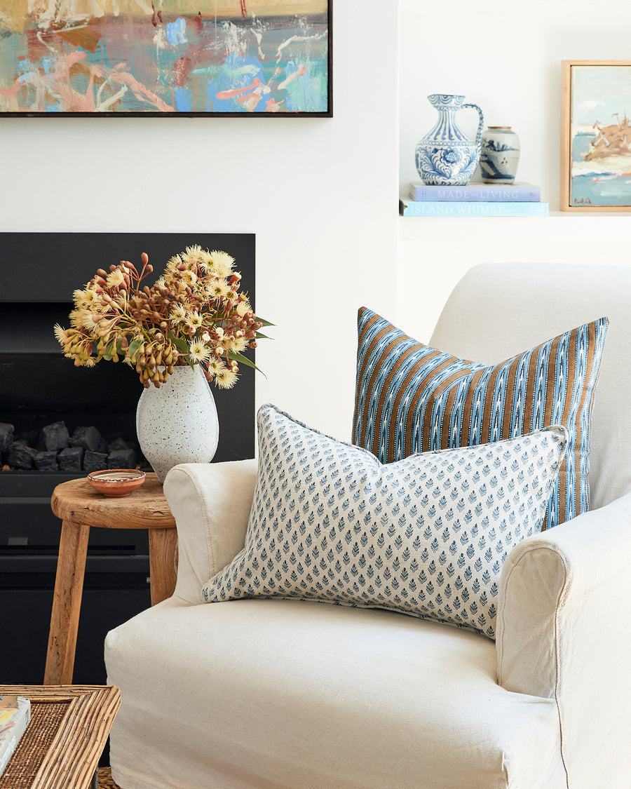 MASHRU TOBACCO LINEN CUSHION