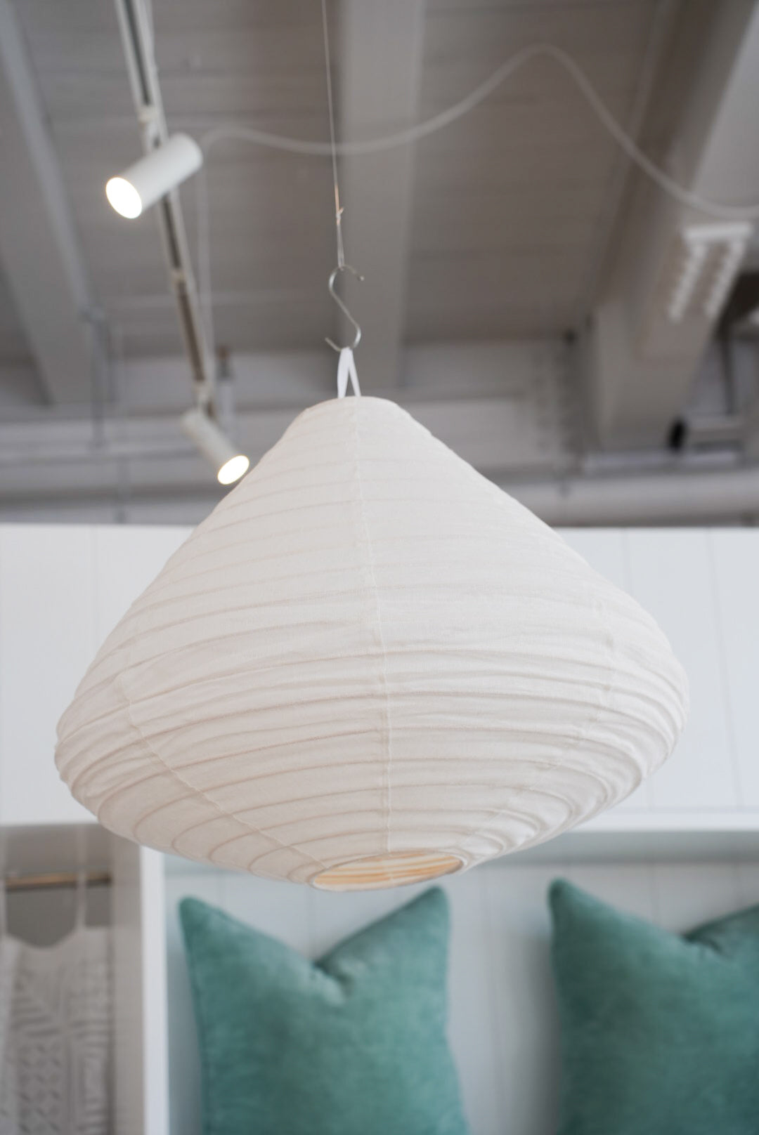 Linen Light Shade - White Oval Drop | Annabelle's NZ