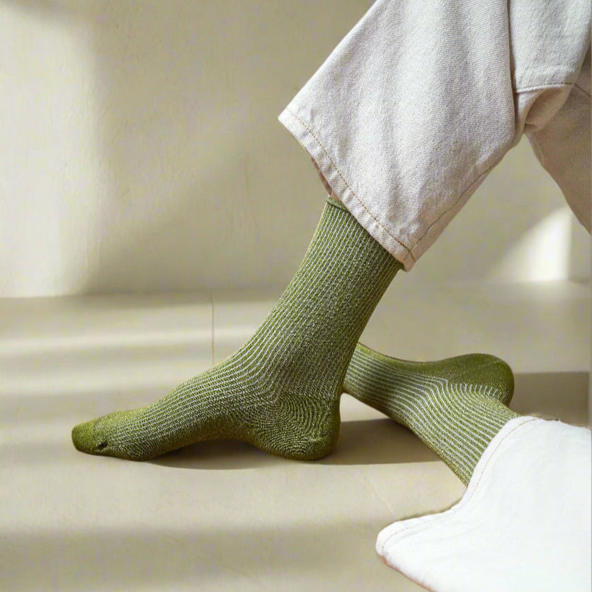 KLUE Socks | Lurex Olive Green