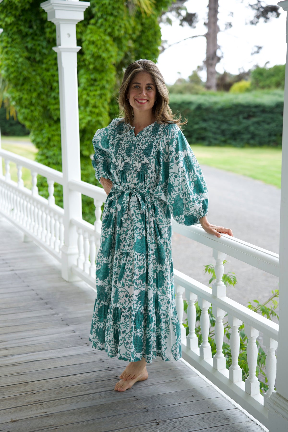 CHARLOTTE SMOCKED DRESS | GREEN FLORAL