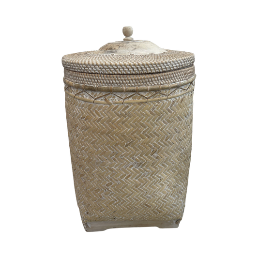 RATTAN BASKET LARGE | WHITEWASH