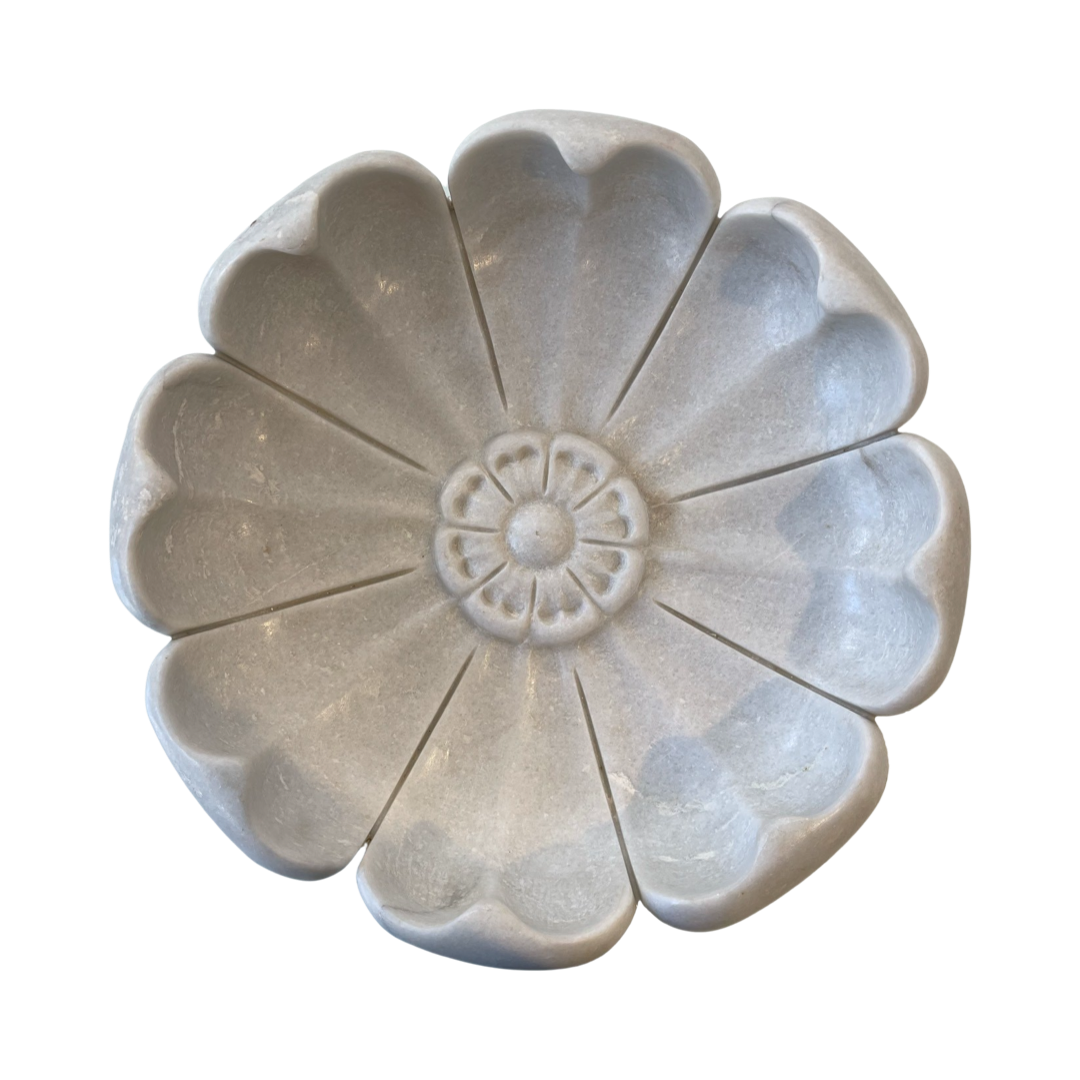 LARGE MARBLE FLOWER BOWL