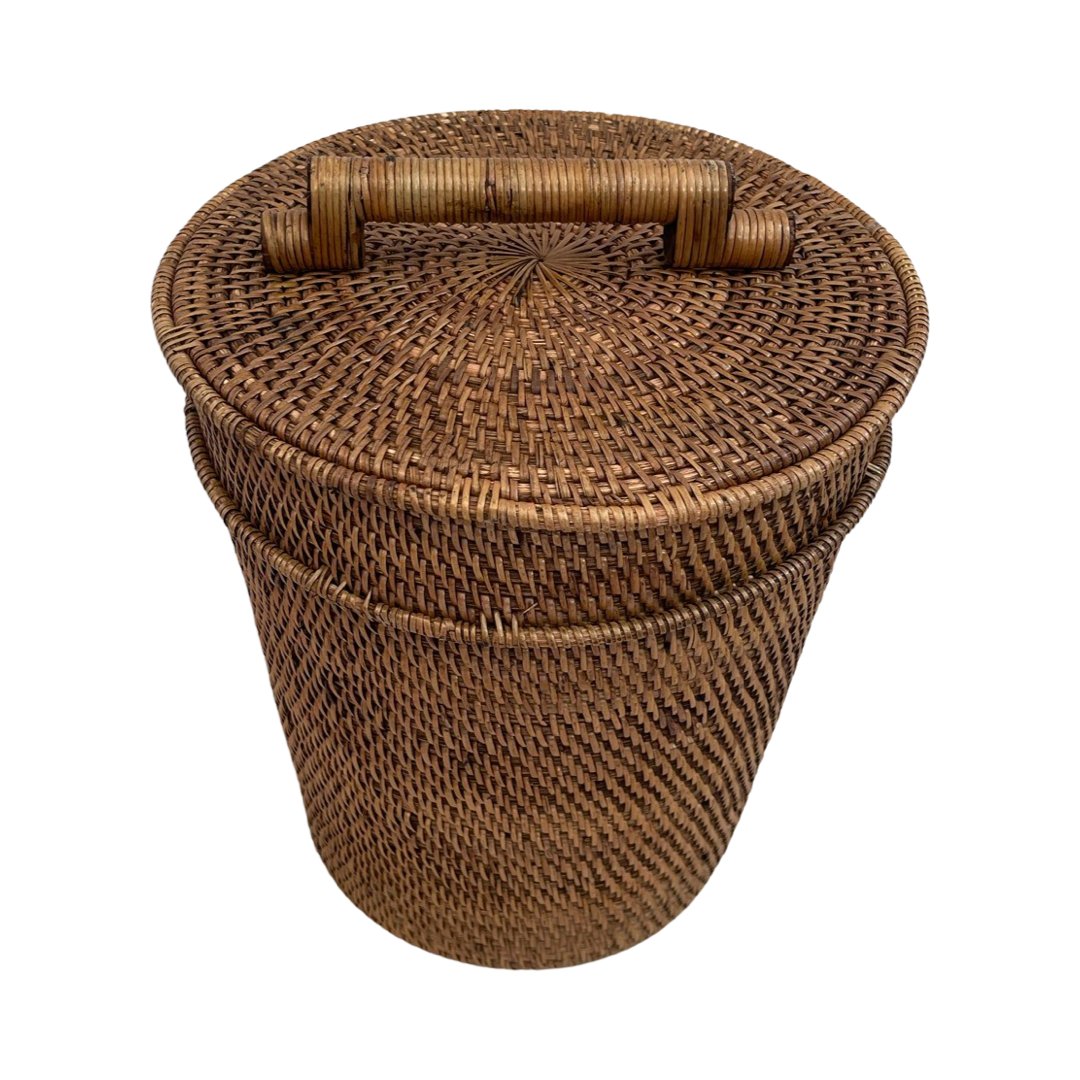 RATTAN RUBBISH BIN | BROWN