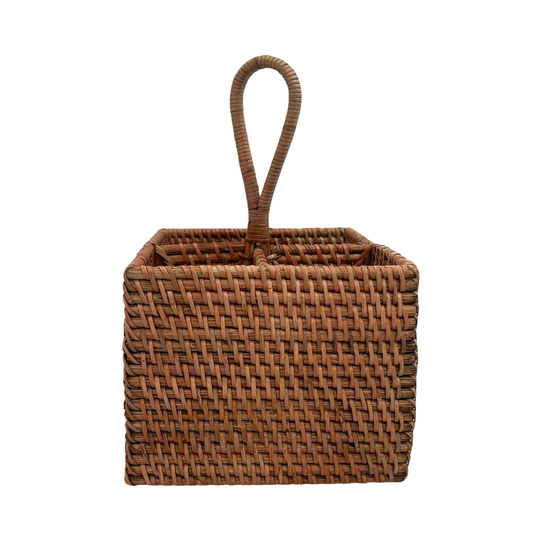 RATTAN CUTLERY HOLDER | BROWN