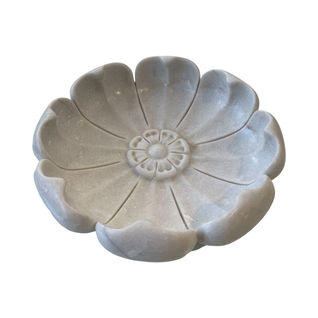 LARGE MARBLE FLOWER BOWL