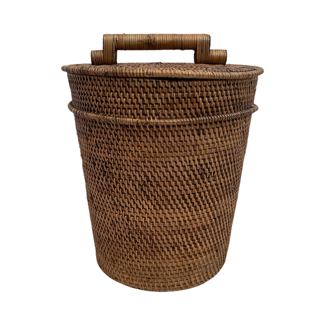 RATTAN RUBBISH BIN | BROWN