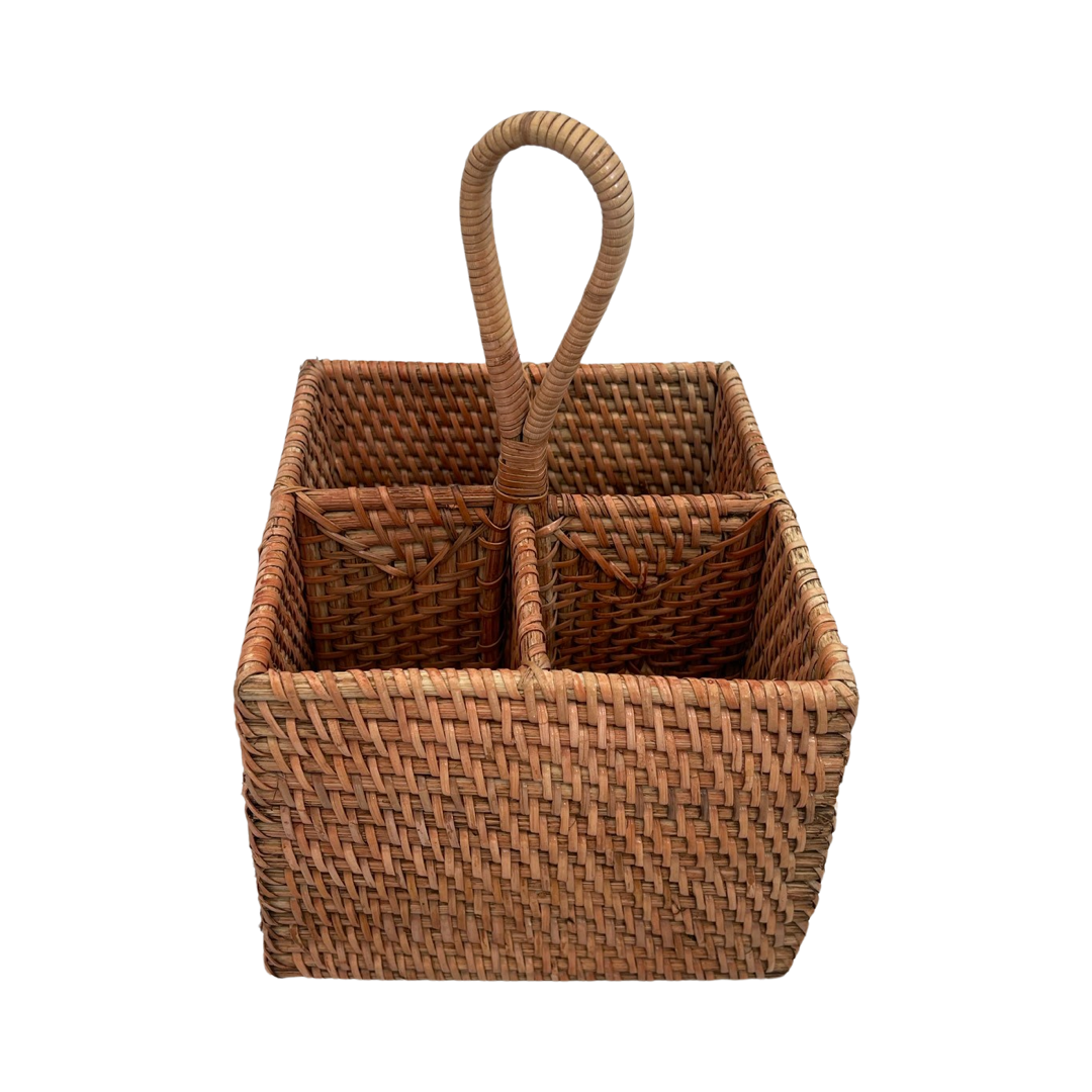 RATTAN CUTLERY HOLDER | BROWN