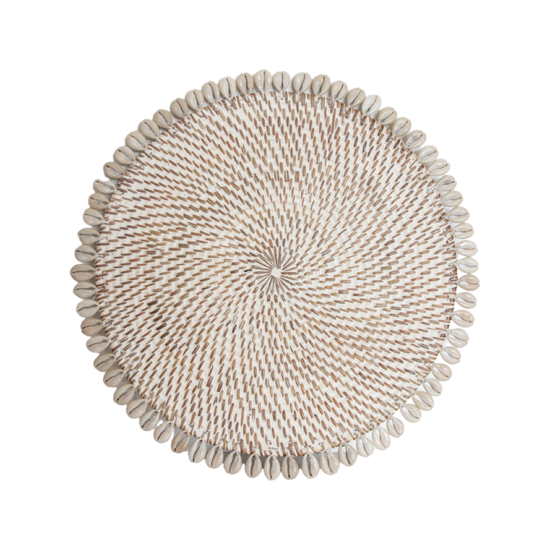 RATTAN & SHELL PLACEMAT | WHITEWASH