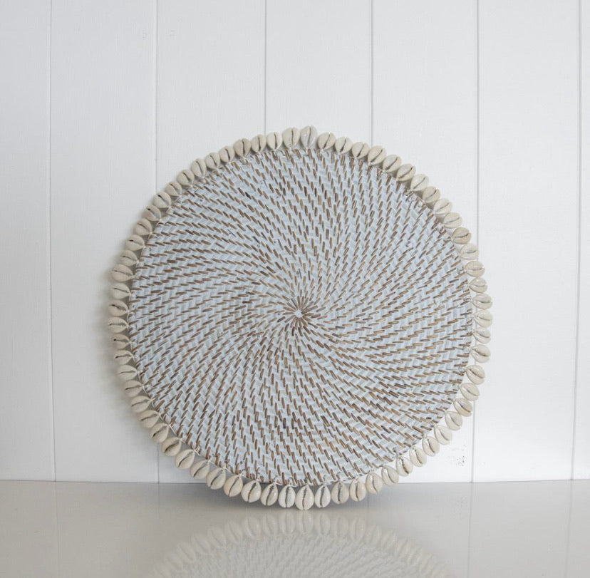 RATTAN & SHELL PLACEMAT | TURQUOISE