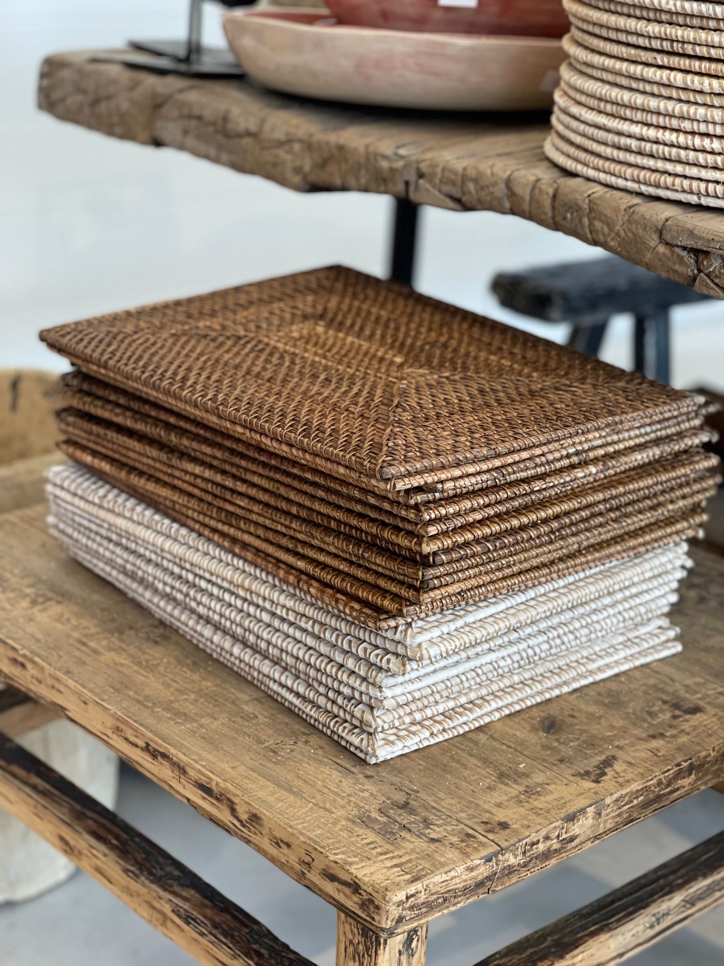 RECTANGLE RATTAN PLACEMAT | WHITEWASH