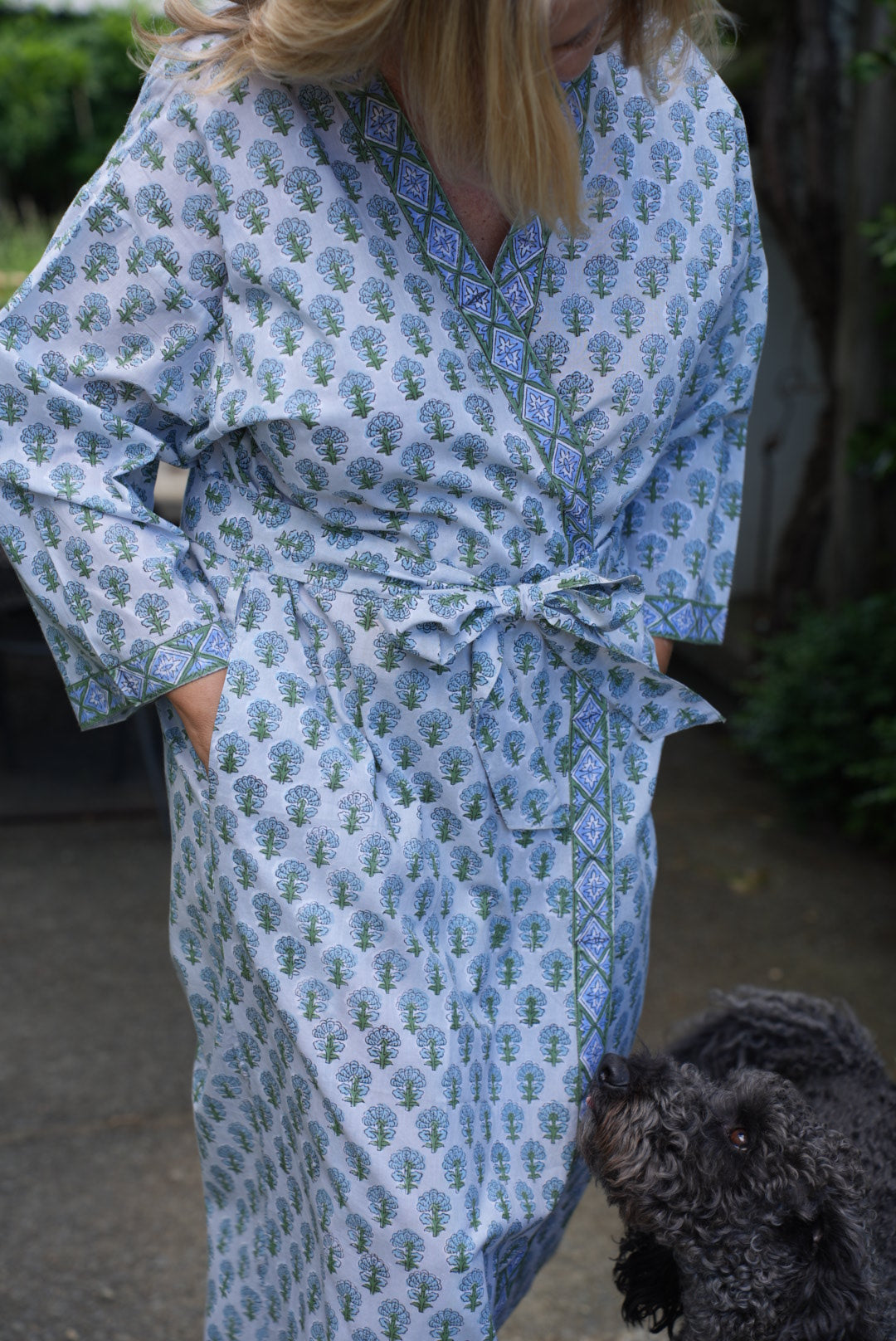 COTTON BLOCK PRINT KIMONO | DOVE GREY