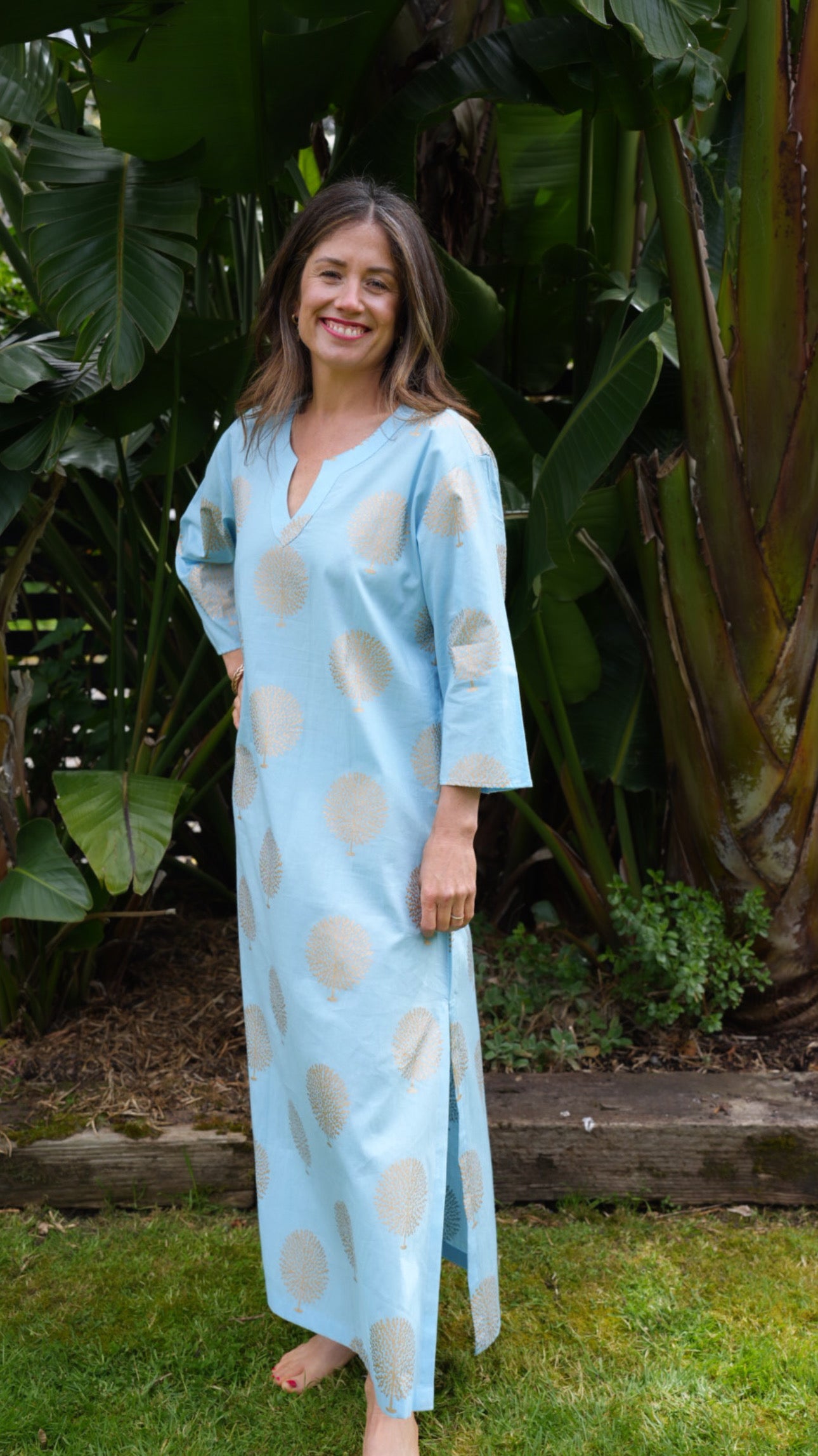 NICKY DRESS | PALE BLUE GOLD