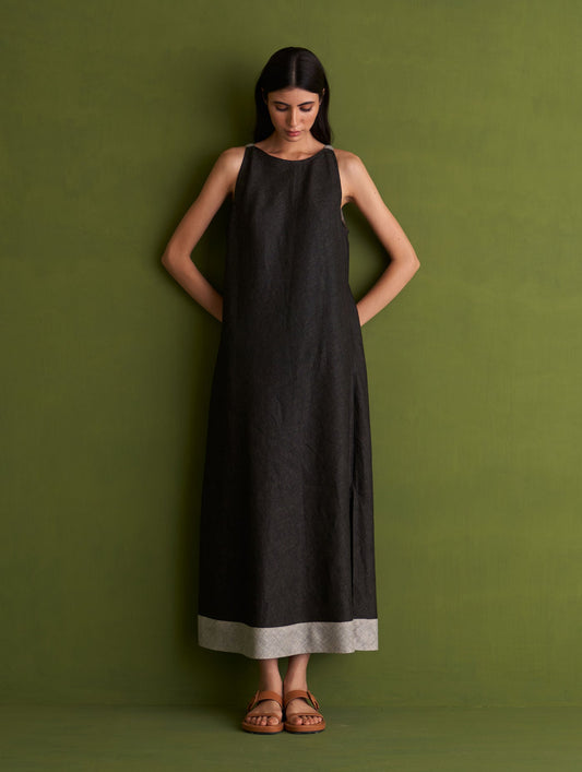 NIZA LINEN DRESS | CHARCOAL