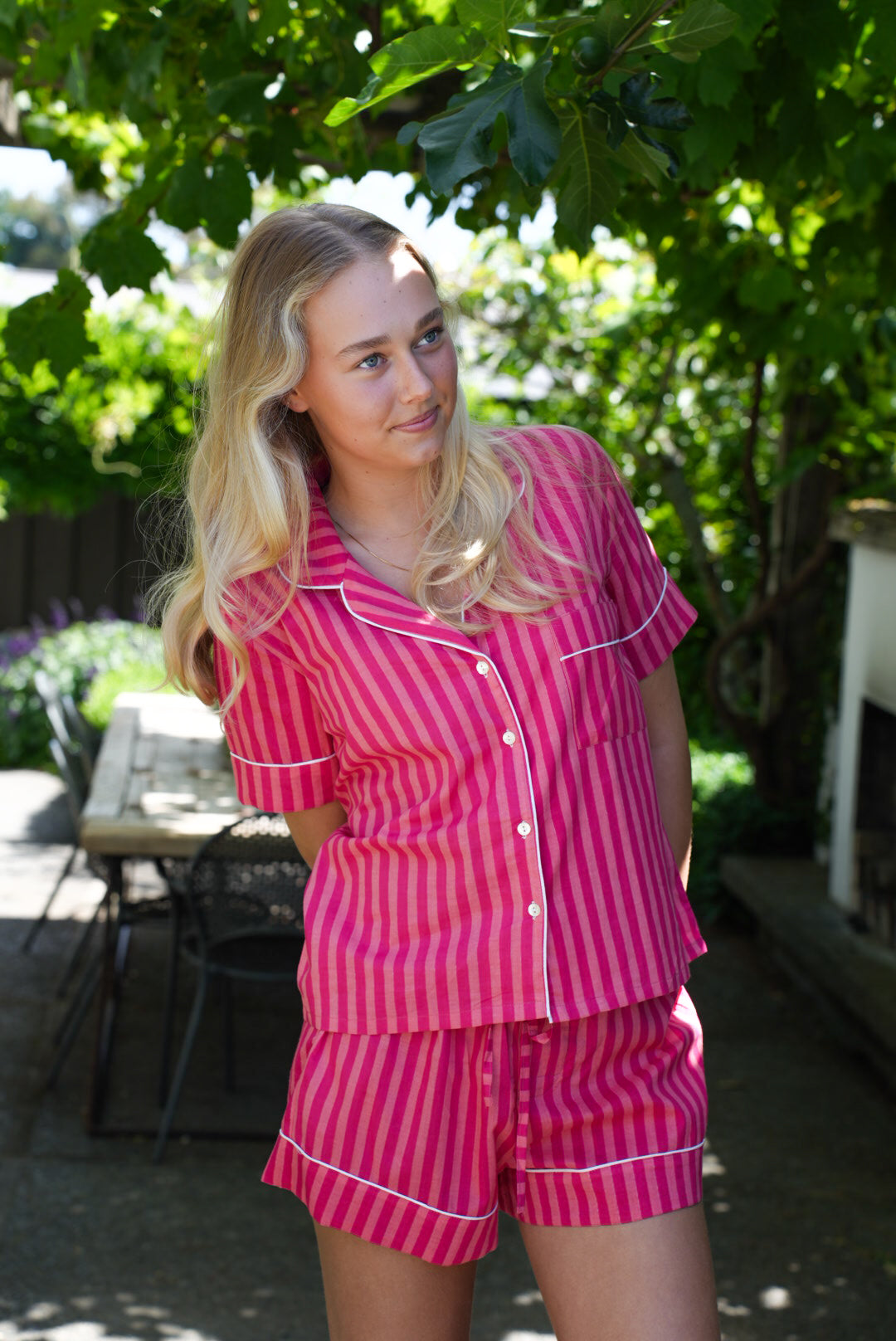 COTTON PJS | PINK STRIPE | SHORT