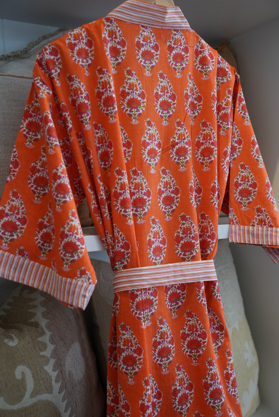 COTTON BLOCK PRINT KIMONO | ORANGE