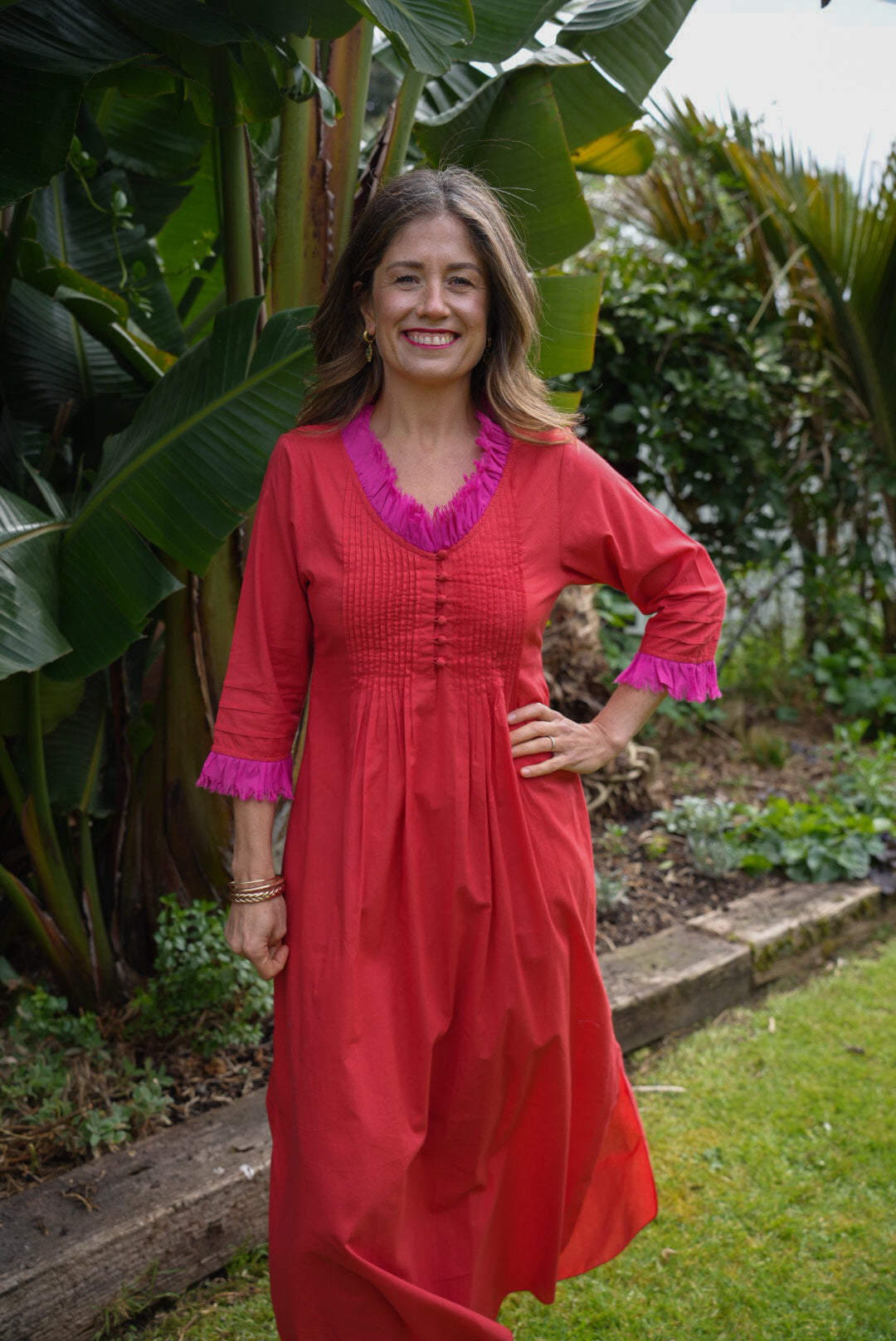 SIENNA DRESS | ORANGE PINK