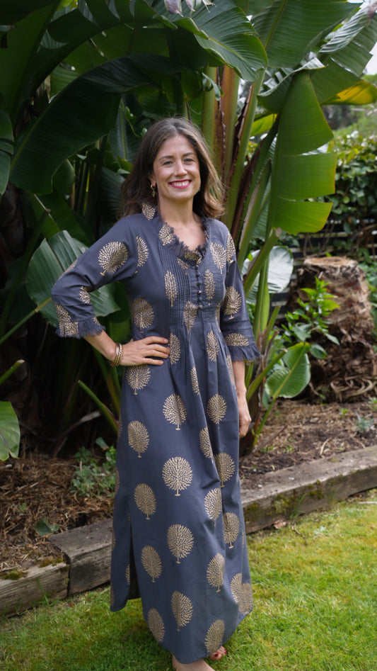 SIENNA DRESS | CHARCOAL GOLD