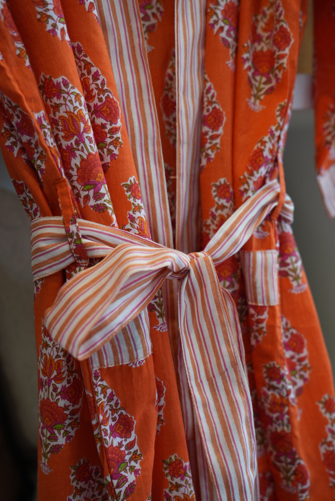 COTTON BLOCK PRINT KIMONO | ORANGE