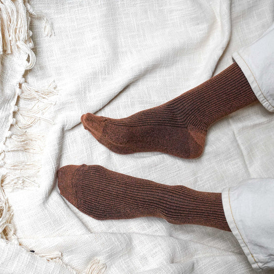 KLUE Lurex Socks | Camel Brown