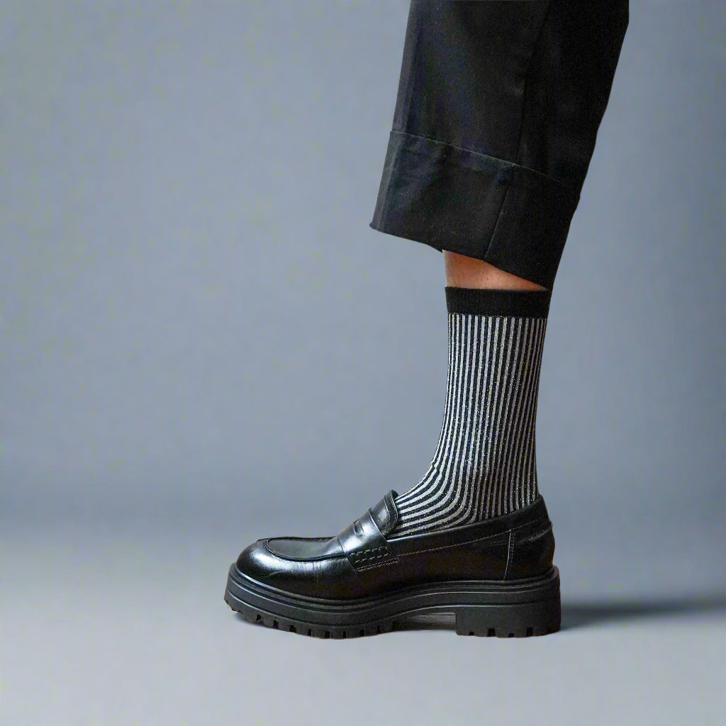 KLUE Lurex Socks | Stripe Black
