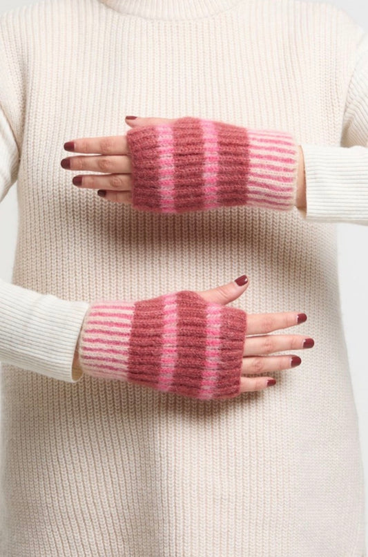 PINK STRIPE MITTENS