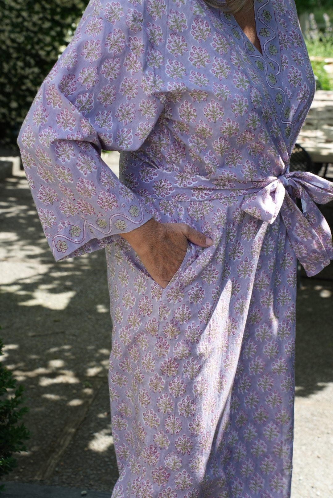 COTTON BLOCK PRINT KIMONO | LILAC
