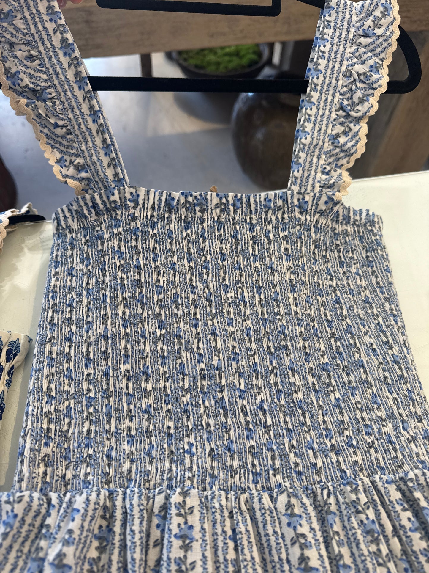 FLORENCE SMOCKED DRESS | BLUE STRIPE FLORAL