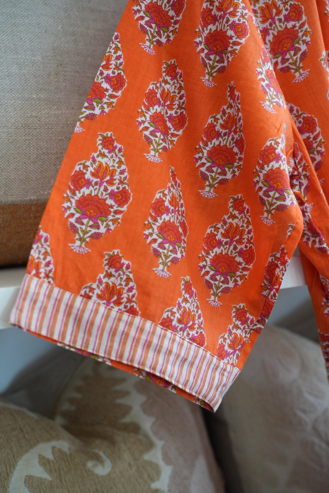 COTTON BLOCK PRINT KIMONO | ORANGE