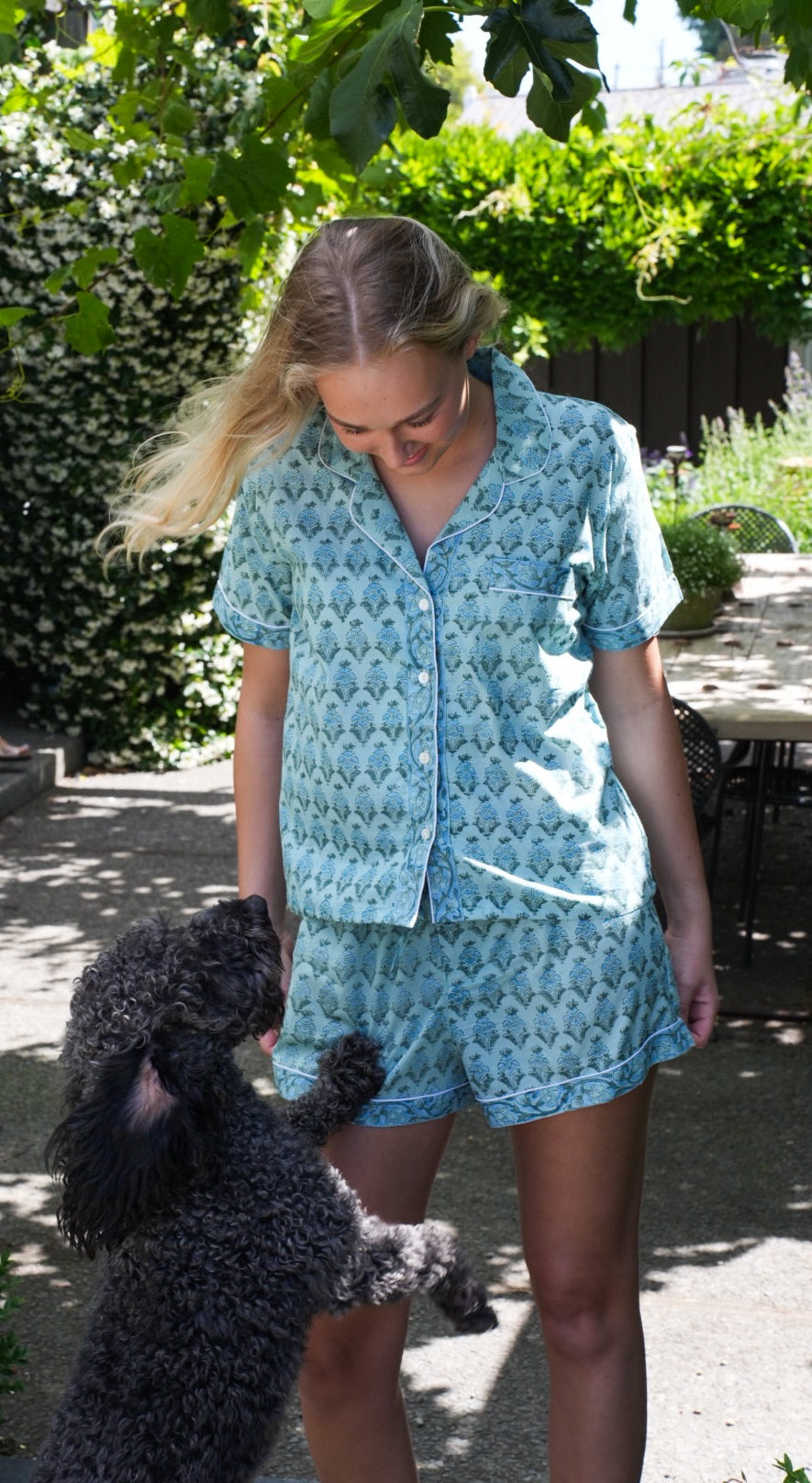 COTTON PJS | AQUA | SHORT